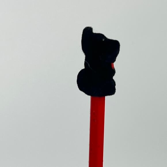 Vintage Dept 56 Scottie Dog Pencil Set With Red Knit Stocking Holder Taiwan 9" - Picture 5 of 11